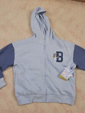 Bluey Light Blue Kids Zip-Up Hoodie - Light Blue Size 10-12